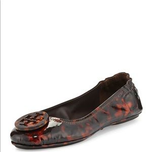 TORY BURCH Minnie Tortoiseshell-Print Travel Logo Ballet Flats